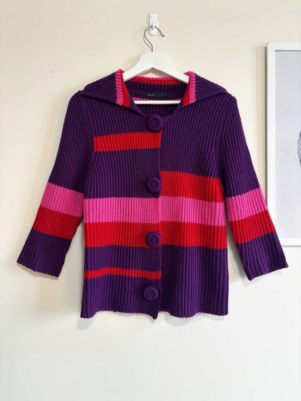 Marc Jacobs Cardigan Colour Block Striped Wool Blend | Size S-M
